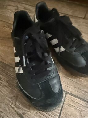 adidas Women's Black Sneakers with White Stripes